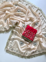 Beautiful Chinon Silk With Sobber kachi Gotta Work Saree