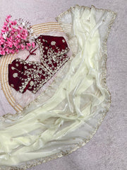 Party-wear Fendy Satin Silk Sequence With Coding Sequence Embroidery Work Saree