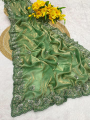 Party-wear Trending Beads Work Fendy Satin Silk Saree