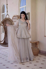 Beautiful Designer Tabby Silk Work Sarara Set