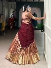 Traditional Dupion Silk Zari Weaving Work Lehenga Choli