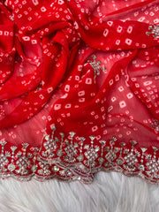 Beautiful Soft Georgette Bandhej Sequence & Thread Work Saree