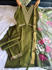 Beautiful Roman Silk Embroidery With Sequence Work Dress