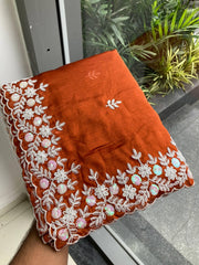 Party-wear Rangoli Silk Embroidery & Sequence Cutwork Border Saree