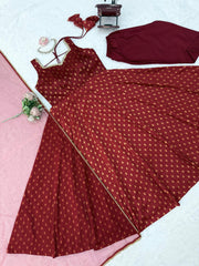 Festive Special Chanderi Jacquard Butti Designer Anarkali Gown