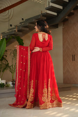 Party-wear Blooming With Embroidery Zari Sequins Work Gown