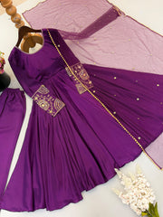 Festival Special Upada Silk Fully Flair Sequence & Embroidery Work Gown