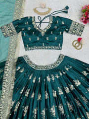 Attractive Japan Satin Thread Sequence Work Lehenga Choli
