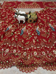 Wedding Special Red Colour Sequence Embroidery Work Lehenga Choli