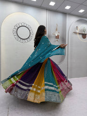 Navratri Special Georgette Multi Colour Lehenga With Stitched Choli