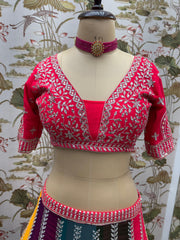 Beautiful Multicolored Georgette Embroidery Sequence Work Lehenga Choli