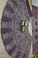 Party-wear Purple Butterfly Net Embroidery Sequence Work Lehenga Choli