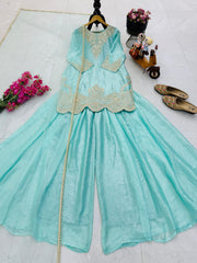 Designer Fandy Silk Embroidery Sequence Work Suit