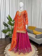 Party-wear Chinon Silk Thread With Sequence Work Dress