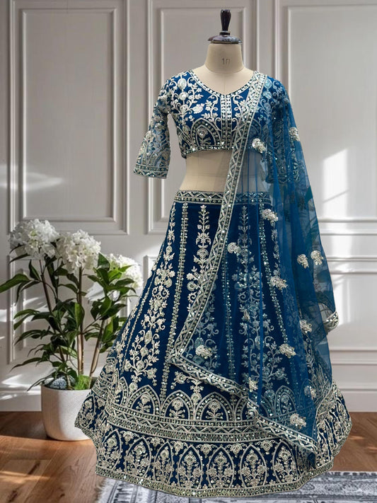 Engagement Special Net Embroidery Sequence Coding Designer Lehenga Choli