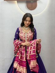 Festival Special Chinon Silk Embroidery Coding Sequence & Thread Work Lehenga With Kurti