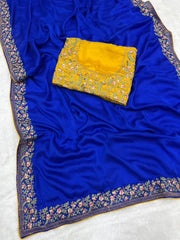 Beautiful Rangoli Silk Embroidery C-Pallu Work Saree