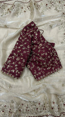 Party-wear Fendy Satin Silk Sequence Work Saree With Stitched Blouse