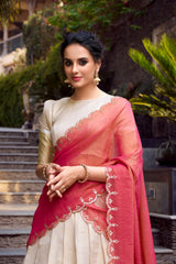 Traditional Jacquard Chex Zari Weaving Work Lehenga Choli