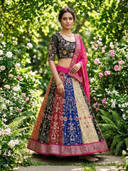 Royal Multi Colour Flared Faux Georgette Work Lehenga Choli