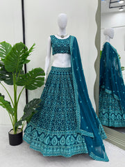 Wedding Special Georgette Thread Embroidery With Sequence Work Lehenga Choli