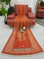 Designer Chimar Tissue Silk Work Saree