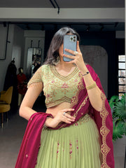Royal Perfect Blend Georgette Zari Sequence Resham Embroidery Work Lehenga Choli