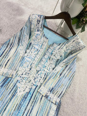 Beautiful Rayon Silk Embroidery Work Suit