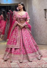 Beautiful Pink Georgette Embroidery Sequence Work Lehenga Choli