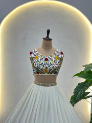 Beautiful Chinon Silk Sequence & Thread Embroidery Work Lehenga Choli