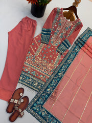 Pakistani Women’s Ethnic Georgette Embroidery Sequence Work Suit