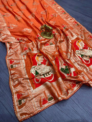 Beautiful Pure Dola Silk With Zari Weaving Saree