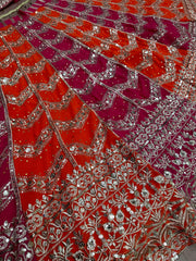 Designer Multi Coloured Georgette Sequence & Zari Embroidery Work Lehenga Choli