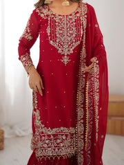 Beautiful Party-wear Georgette Cording Dori Embroidery & Sequence Work Suit