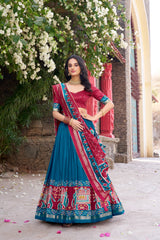 Beautiful Tussar Silk Patola Print With Foil Work Lehenga Choli
