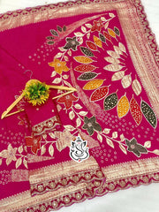 Beautiful Soft Dola Silk Thread Weaving With Handwork Saree
