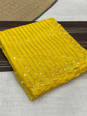 Party-wear Tabby Organza Silk Embroidery Sequence Work Saree