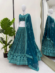 Wedding Special Georgette Thread Embroidery With Sequence Work Lehenga Choli