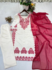 Designer Party-wear Roman Silk Embroidery Work Suit