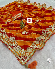 Beautiful Soft Georgette Lehriya Multi Saree