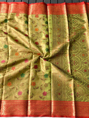Beautiful Organza Tissue Silk With Different Zari Weaving Saree