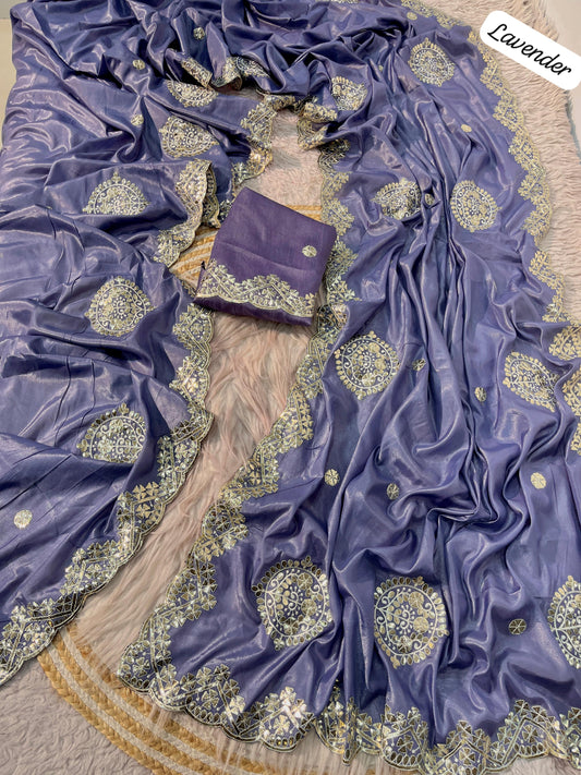 Beautiful Soft Shine Chocolate Silk Saree