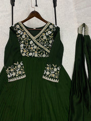 Festive Special Blooming Vichitra Silk Beads & Sequence Embroidery Work Gown