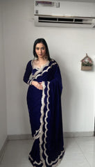 Beautiful Velvet Ready To Wear Saree