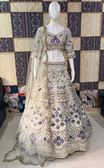 Party-wear Mono Satin Silk Coding Sequence Cutwork Lehenga Choli