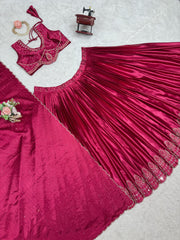 Beautiful Satin Silk Real Mirror Work Lehenga Choli