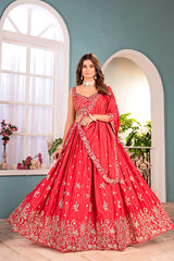 Royal Chinon Silk Sequence & Codding Embroidery Work Lehenga Choli