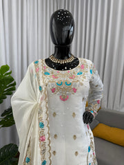 Beautiful Party-wear Thread With Sequence Work Suit