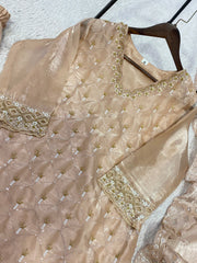 Party-wear Fendy Silk Bead With Embroidery & Handwork Suit