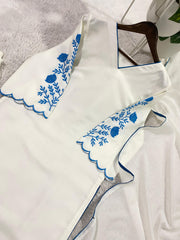 Summer Perfect Roman Silk Embroidery On Sleeves Kurti Pant With Dupatta